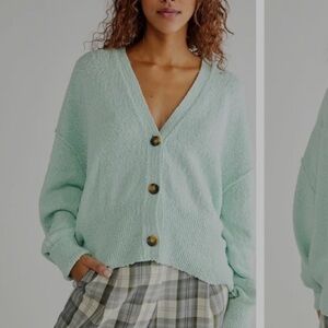 Free People Mint Green Cardigan Sweater